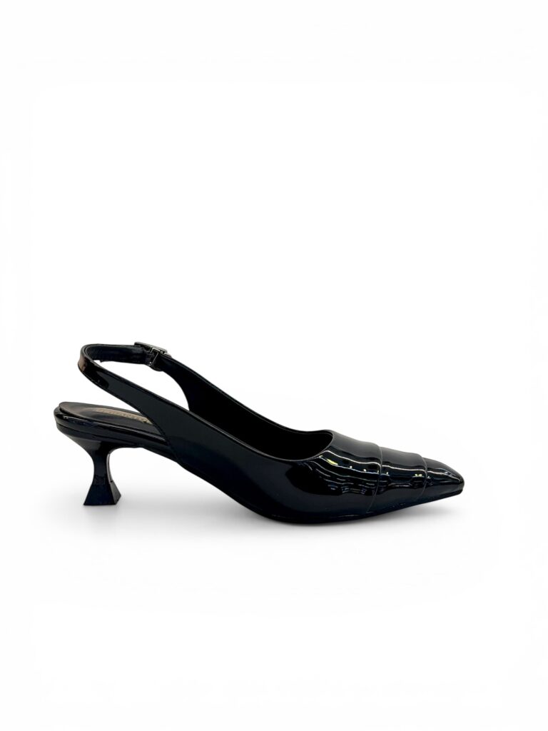 Black Patent Slingback Kitten Heels for Women – Urbantoes India