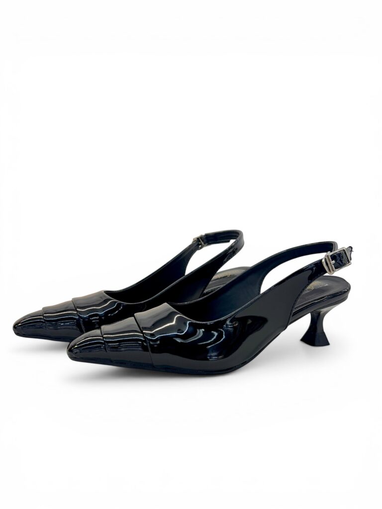 Black Patent Slingback Kitten Heels for Women – Urbantoes India