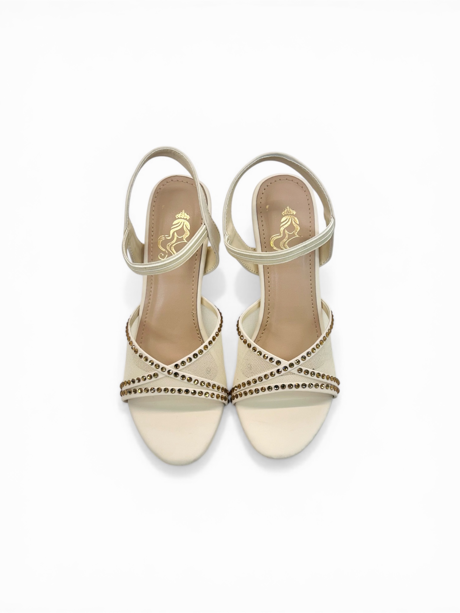 Cream Studded Kitten Heel Sandals for Women – Urbantoes India - Image 2