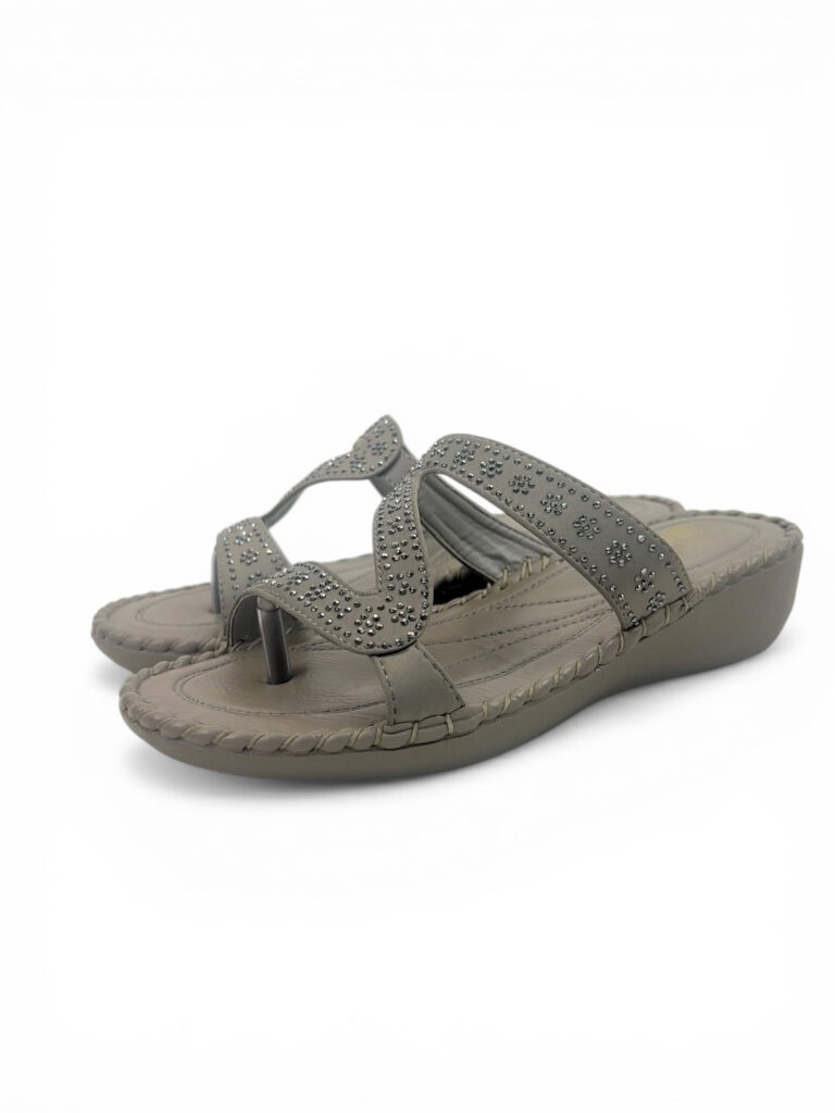 Grey Embellished Toe-Post Comfort Sandals for Women – Urbantoes