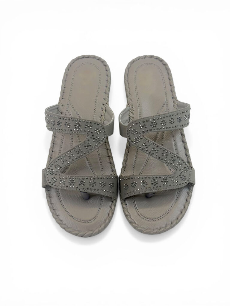 Grey Embellished Toe-Post Comfort Sandals for Women – Urbantoes