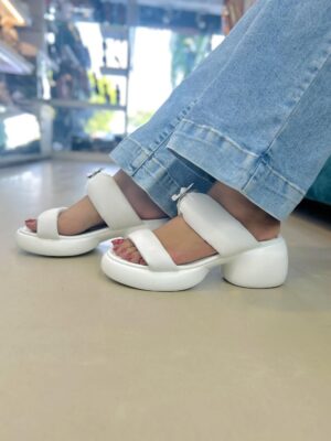 White Platform Slip-On Comfort Sandals