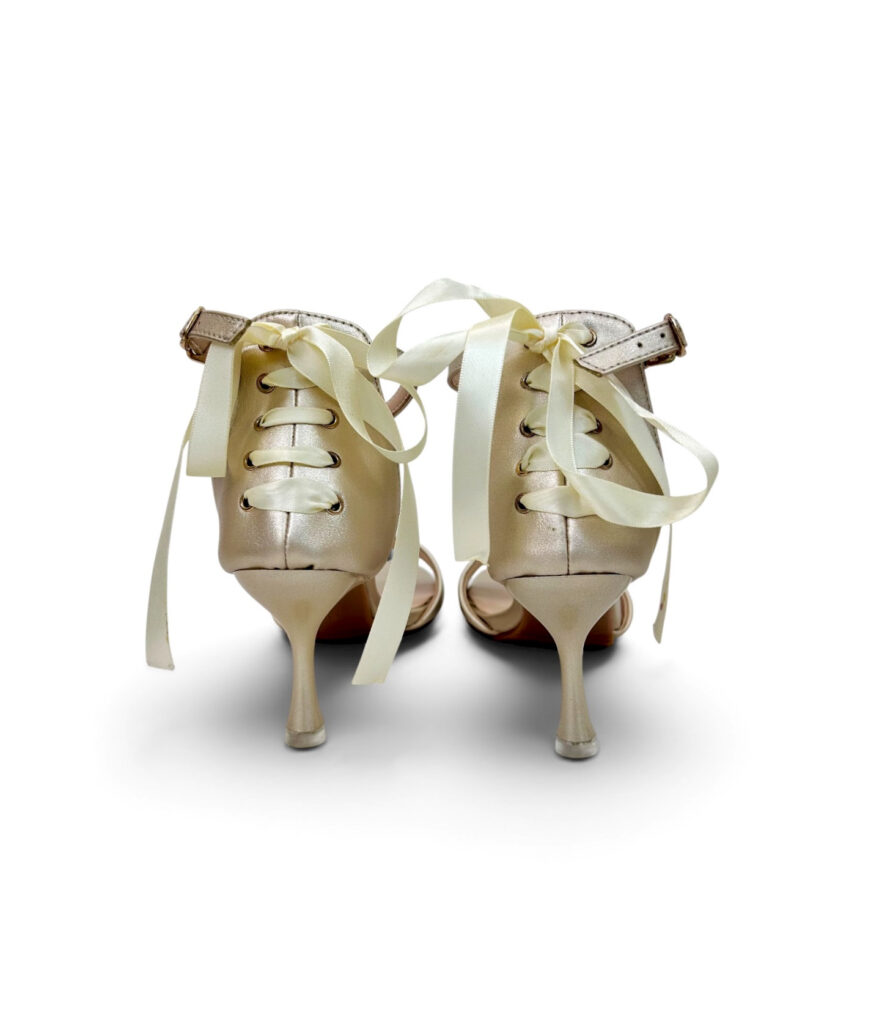 Soft Gold Ribbon Detail Ankle Strap Heels for Women – Urbantoes