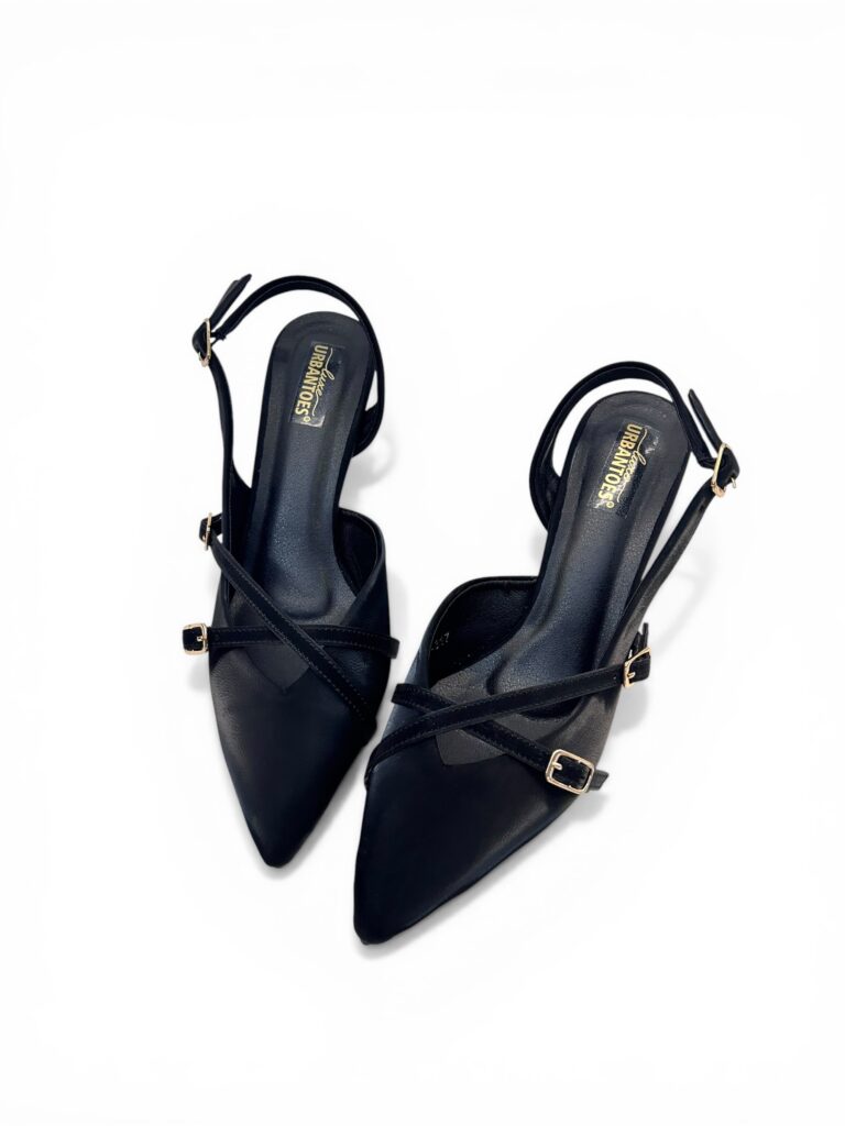 Black Pointed Toe Slingback Kitten Heels for Women – Urbantoes India