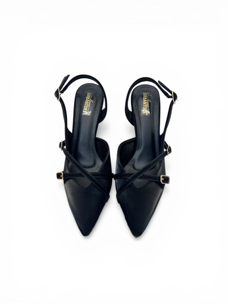 Black Pointed Toe Slingback Kitten Heels for Women – Urbantoes India