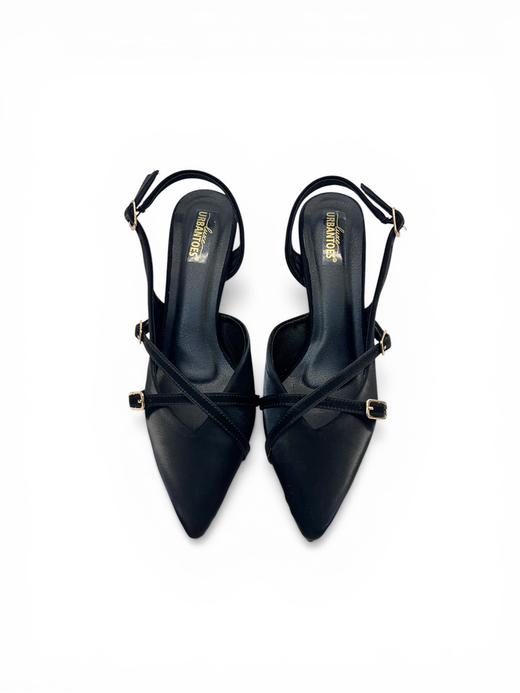 Black Pointed Toe Slingback Kitten Heels for Women – Urbantoes India - Image 2