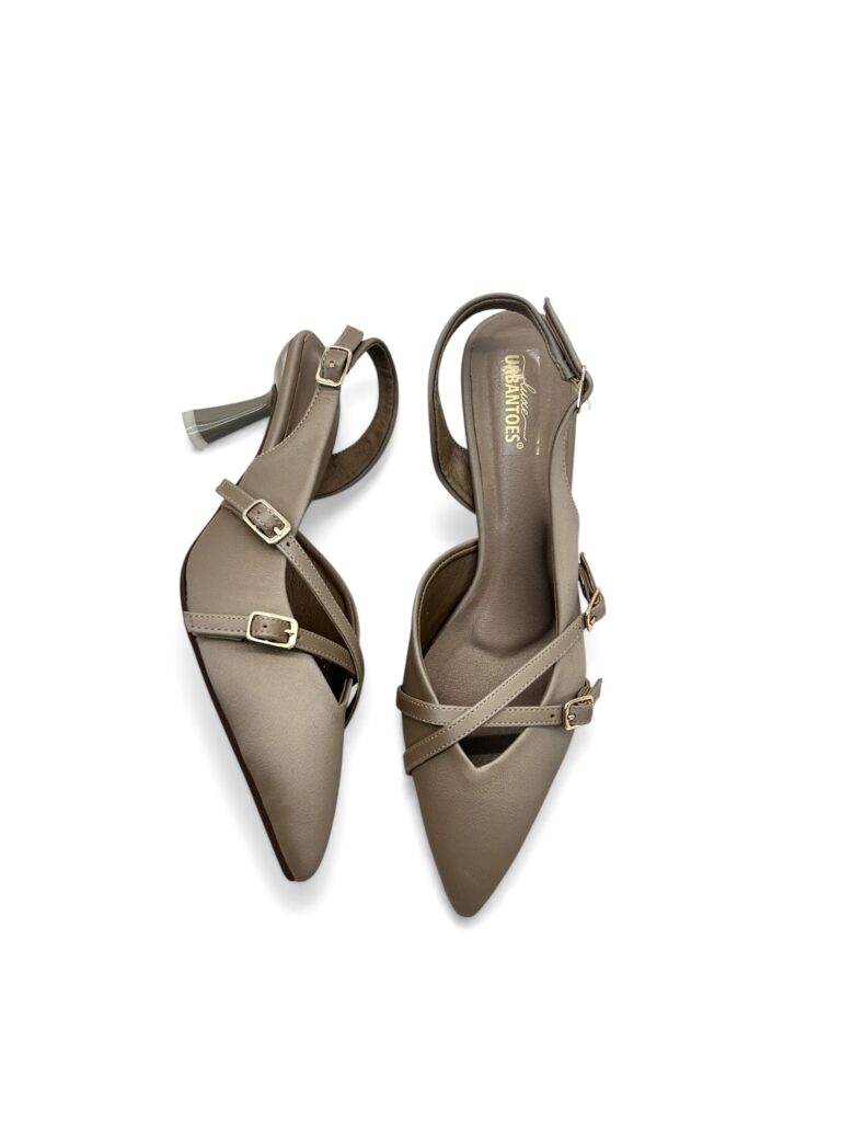Beige Pointed Toe Slingback Kitten Heels for Women – Urbantoes India