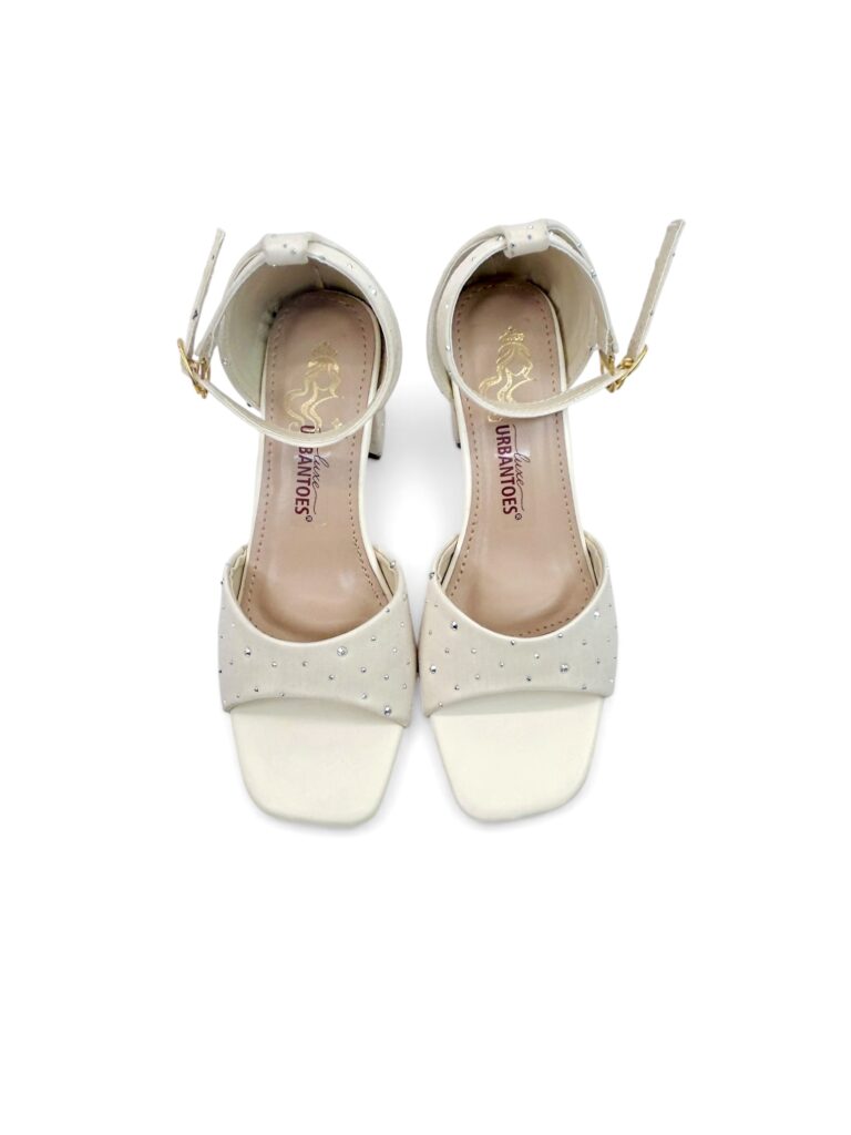 Cream Embellished Bridal Block Heel Sandals for Women – Urbantoes