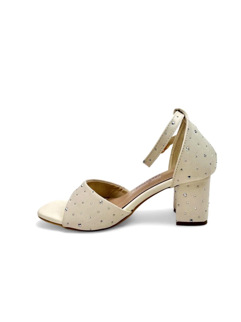Cream Embellished Bridal Block Heel Sandals for Women – Urbantoes
