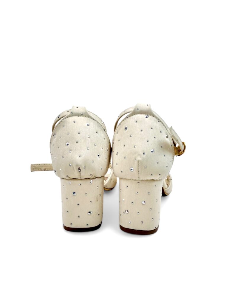 Cream Embellished Bridal Block Heel Sandals for Women – Urbantoes