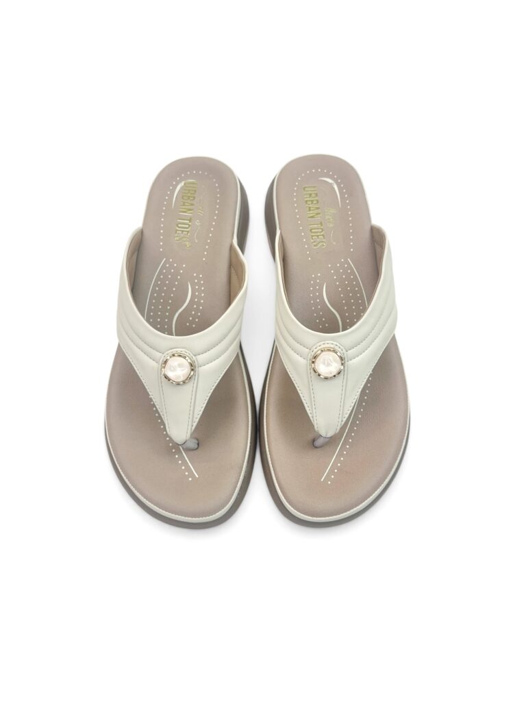 Cream Cushioned Toe-Post Comfort Sandals for Women – Urbantoes