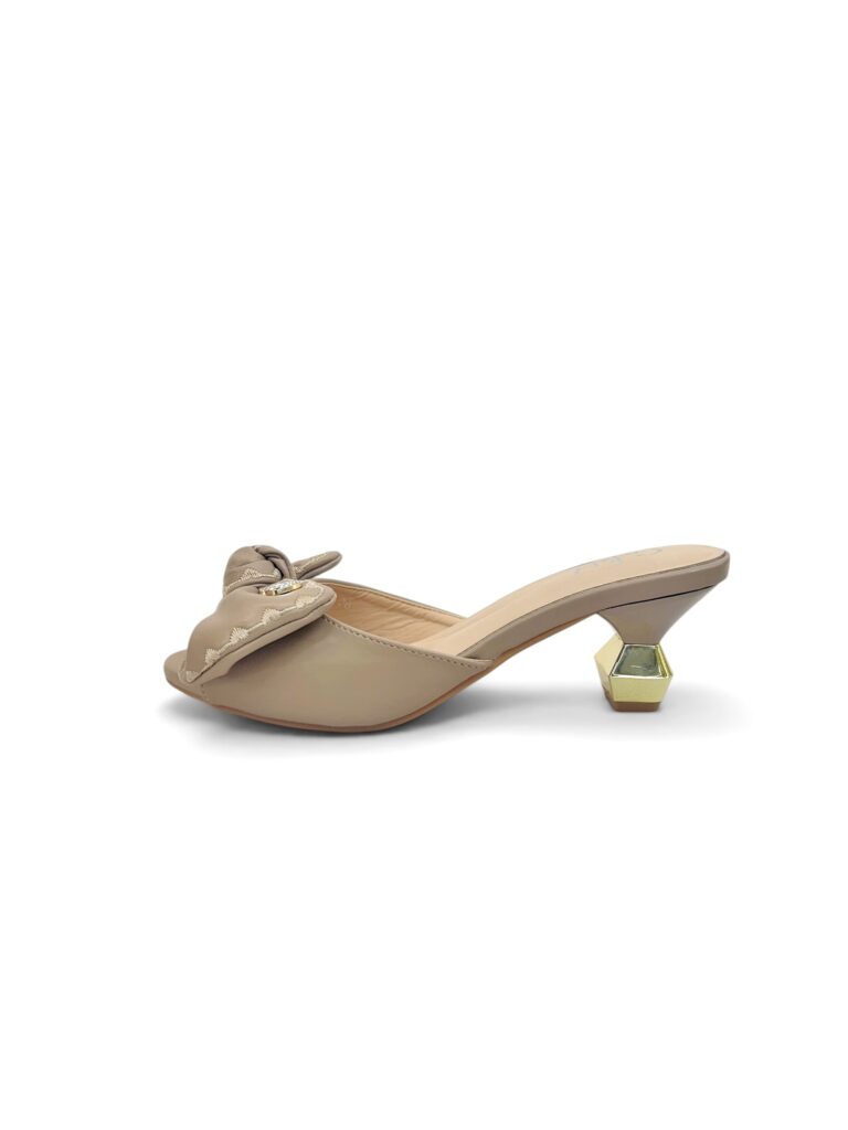 Khakhi Bow Detail Slip-On Statement Heels for Women – Urbantoes India