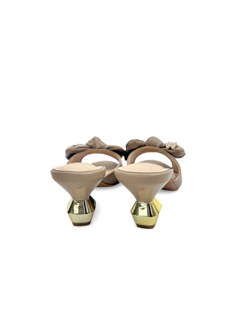 Khakhi Bow Detail Slip-On Statement Heels for Women – Urbantoes India