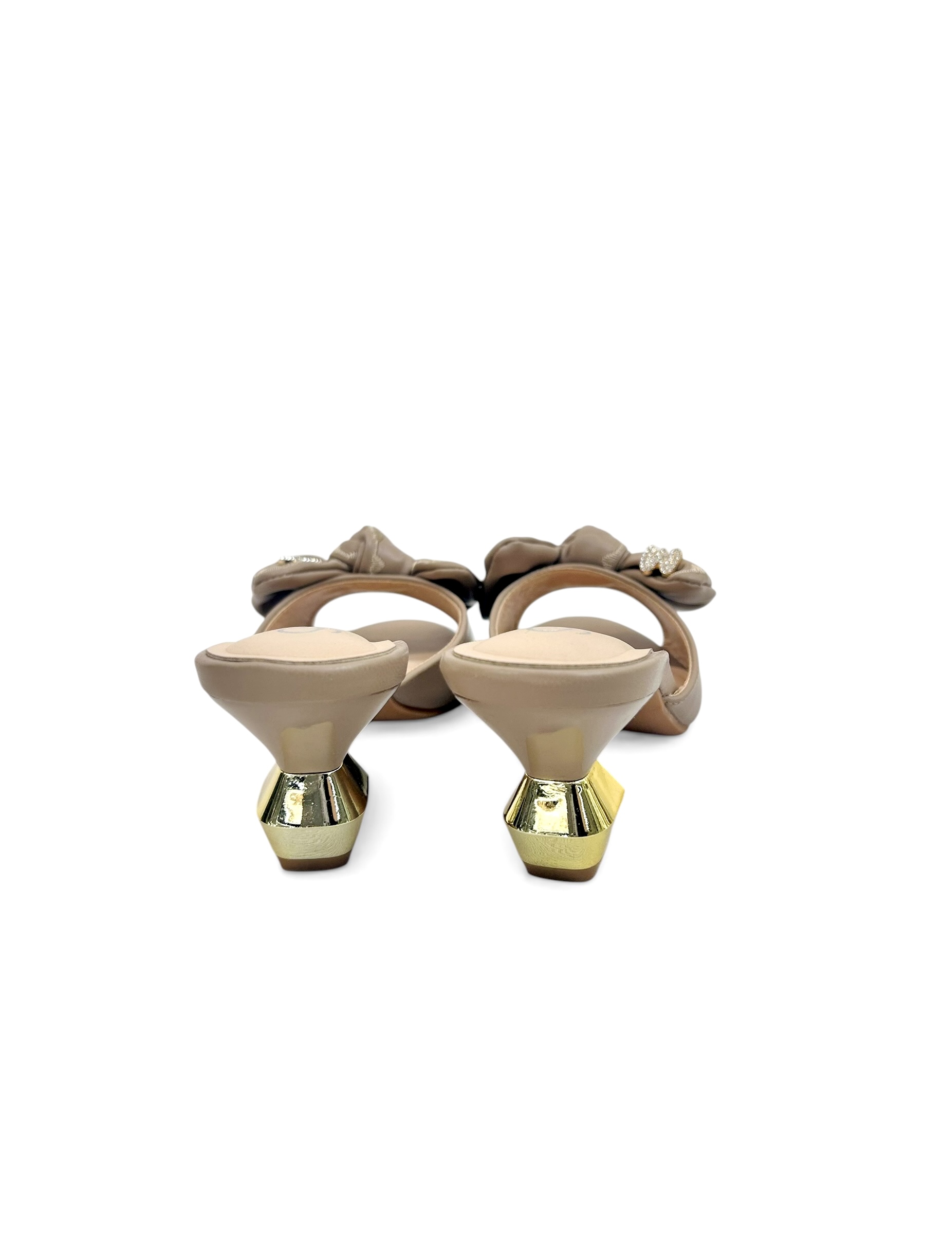 Khakhi Bow Detail Slip-On Statement Heels for Women – Urbantoes India - Image 4