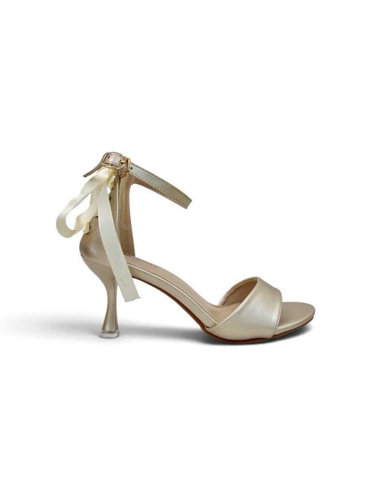 Soft Gold Ribbon Detail Ankle Strap Heels for Women – Urbantoes