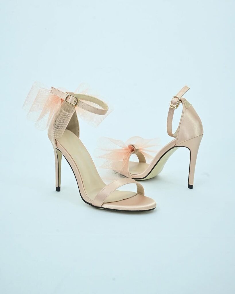 Rosegold Bow Stiletto Heels for Women Party Wear | UrbanToes
