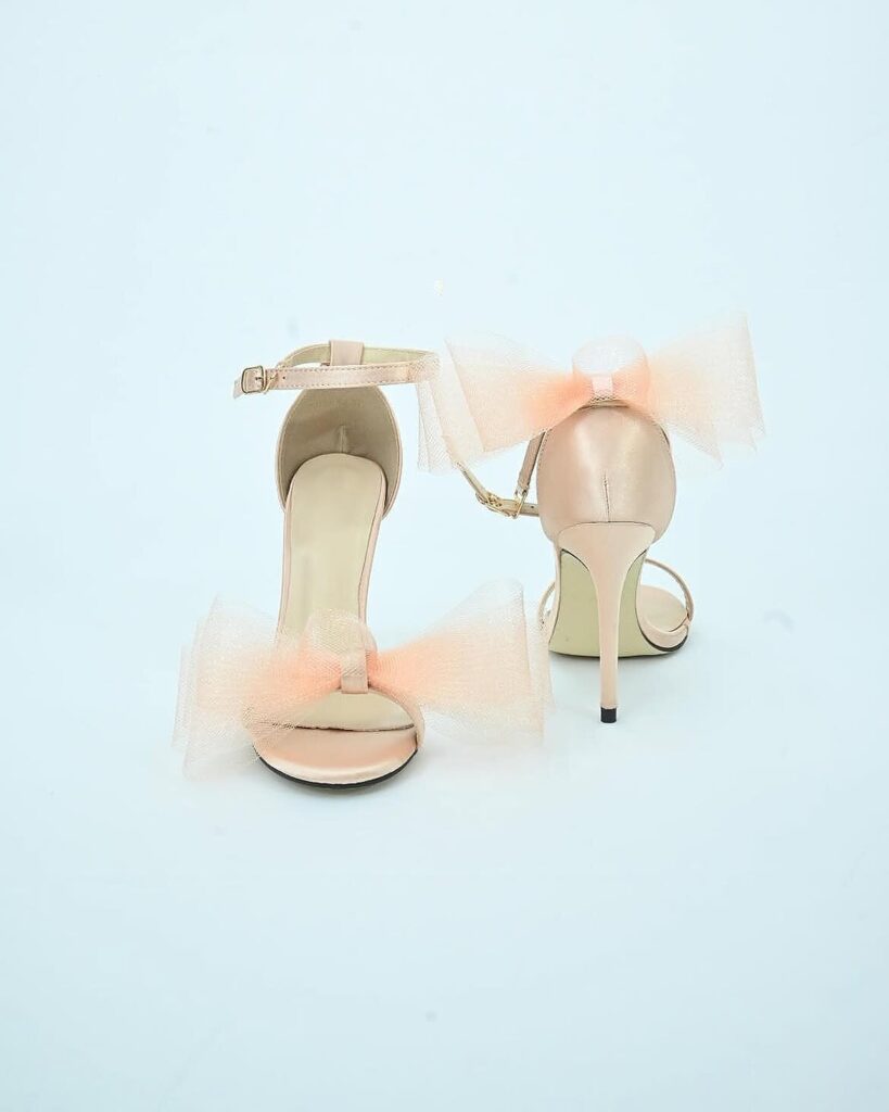 Rosegold Bow Stiletto Heels for Women Party Wear | UrbanToes