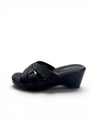 black wedge slippers for women