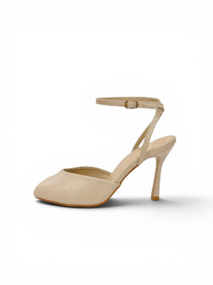 Cream peep toe heels for women
