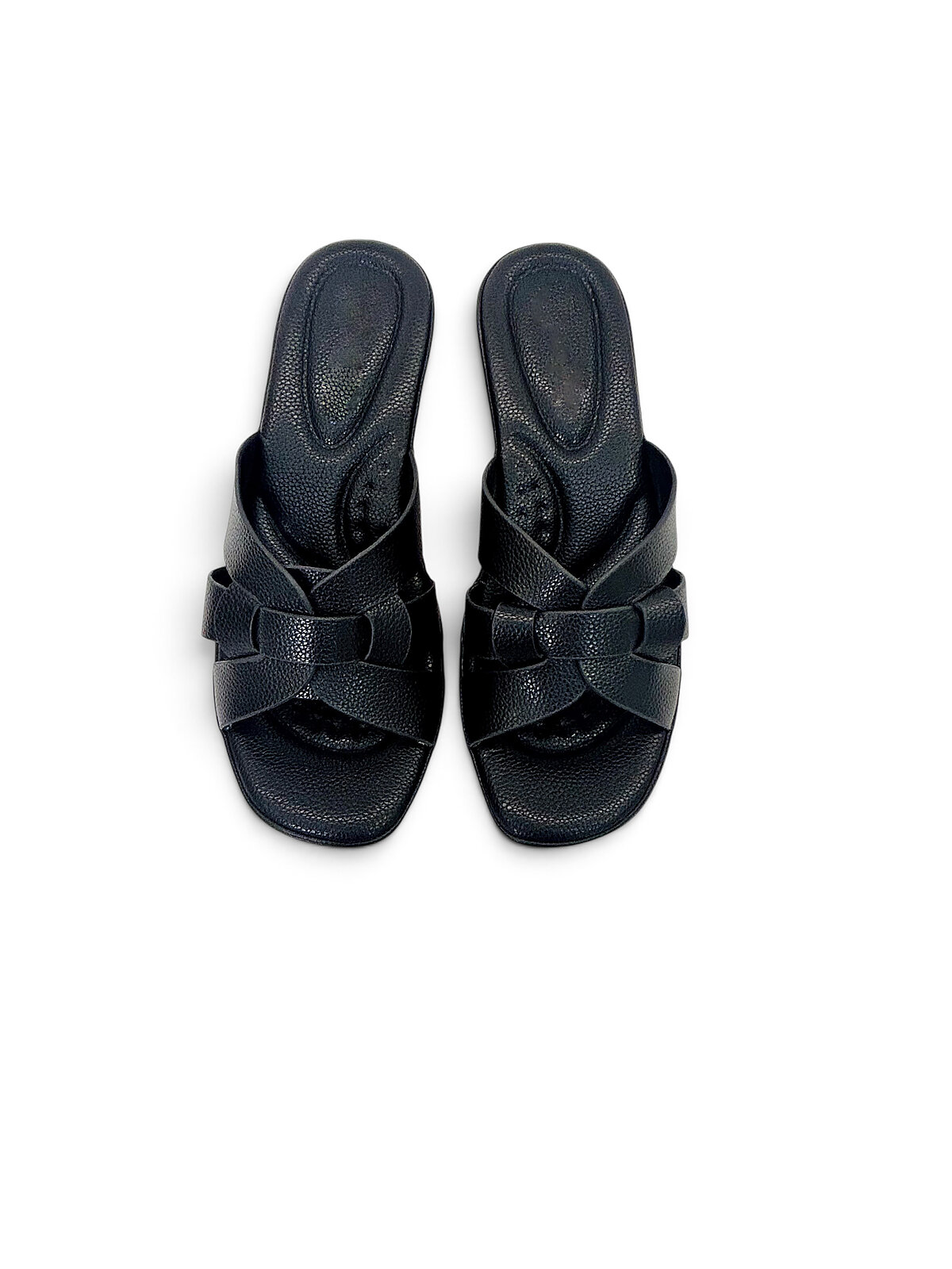Black Wedge Slippers for Women with Cross Strap Comfort | UrbanToes - Image 2