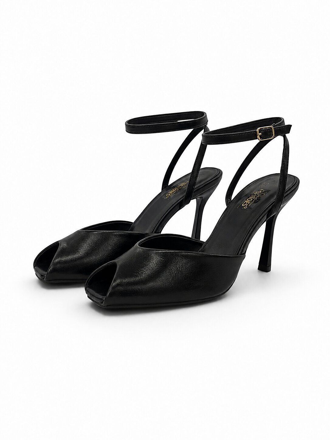 Black Peep Toe Heels for Women with Ankle Strap | UrbanToes - Image 4