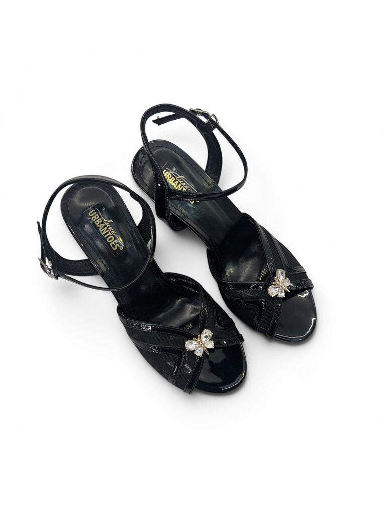 Black Kitten Heels for Women with Mesh Design & Ankle Strap | UrbanToes