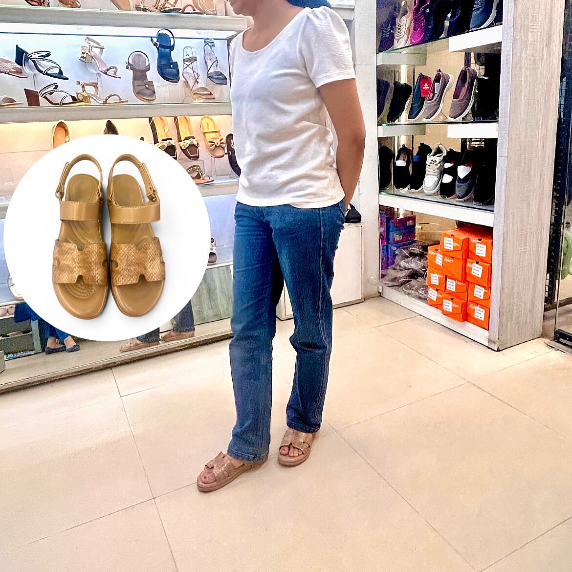 Tan Comfort Sandals for Women with Adjustable Back Strap | UrbanToes - Image 2