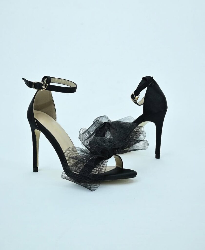 Black Bow Stiletto Heels for Women Party Wear | UrbanToes