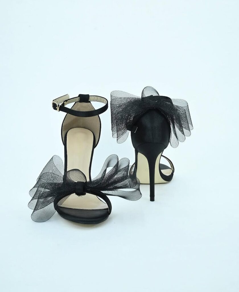 Black Bow Stiletto Heels for Women Party Wear | UrbanToes