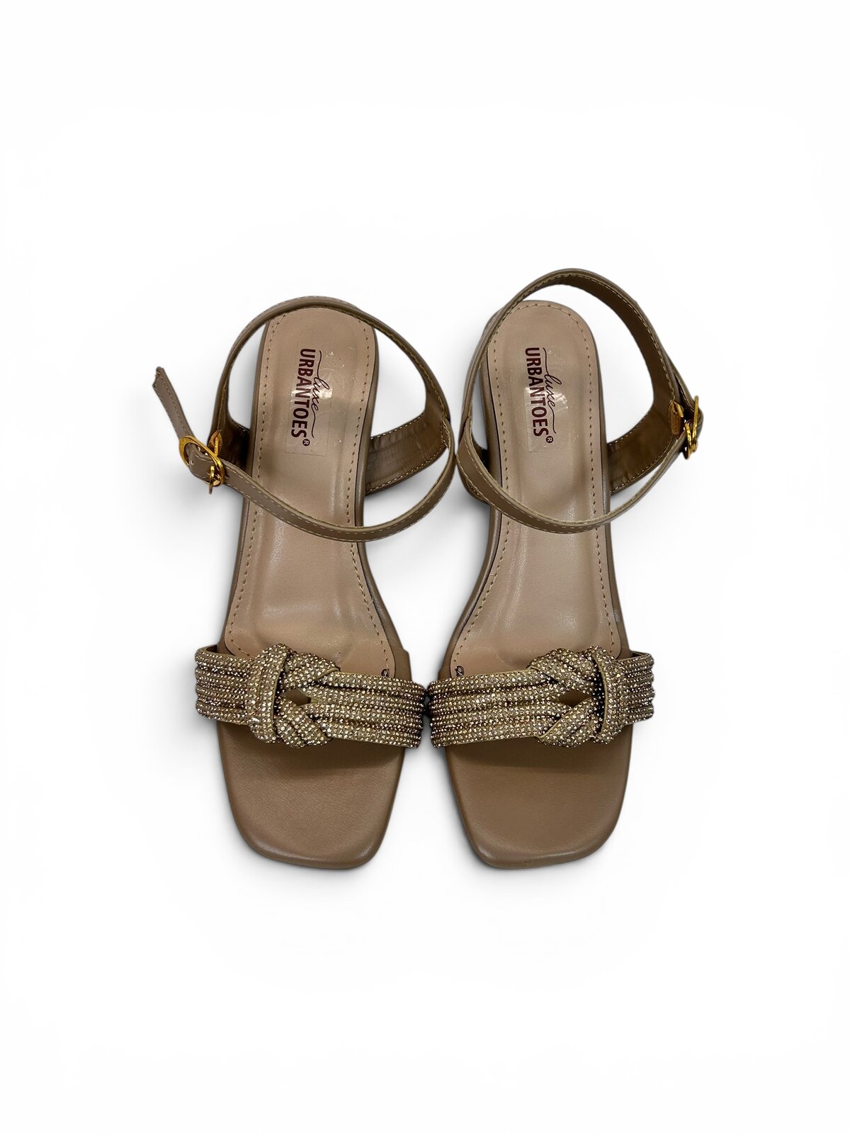 Taupe Party Wear Heels for Women with Shimmer Bow | UrbanToes - Image 3