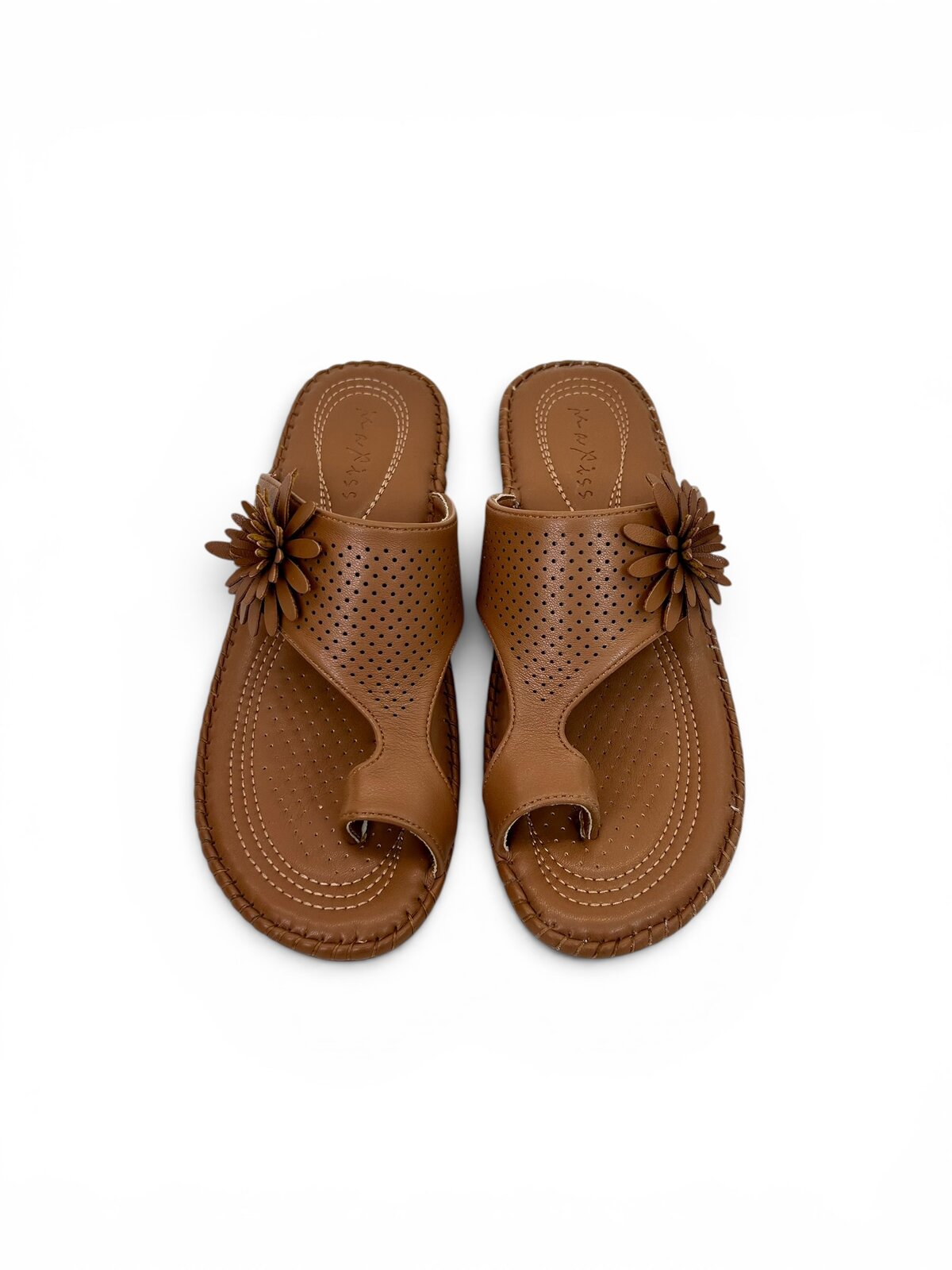 Brown Comfort Toe Ring Sandals for Women with Floral Detail | Urbantoes - Image 2