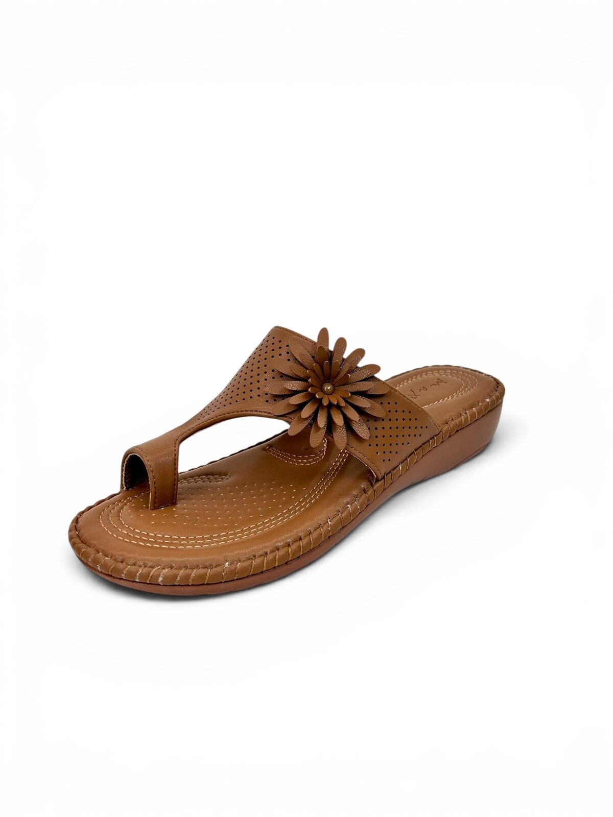 Brown Comfort Toe Ring Sandals for Women with Floral Detail | Urbantoes - Image 3