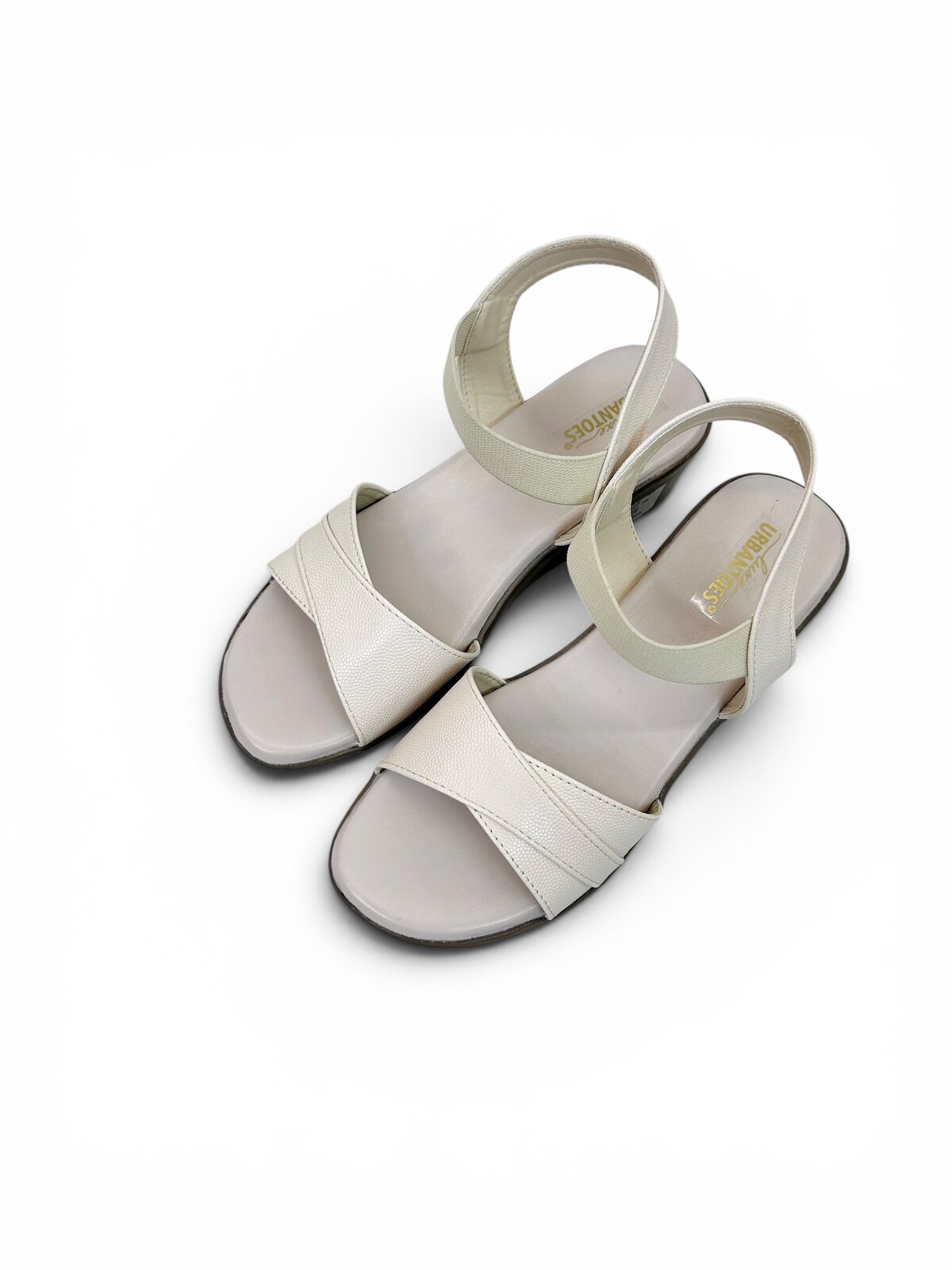 Cream Comfort Wedge Sandals for Women with Elastic Ankle Strap | UrbanToes - Image 3