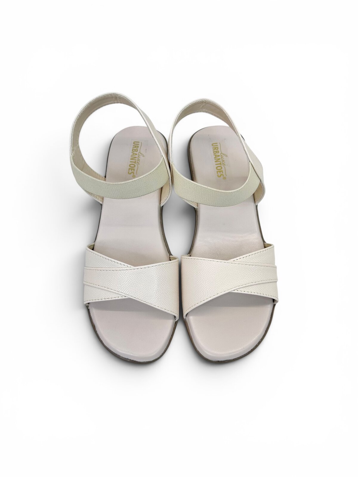 Cream Comfort Wedge Sandals for Women with Elastic Ankle Strap | UrbanToes - Image 4