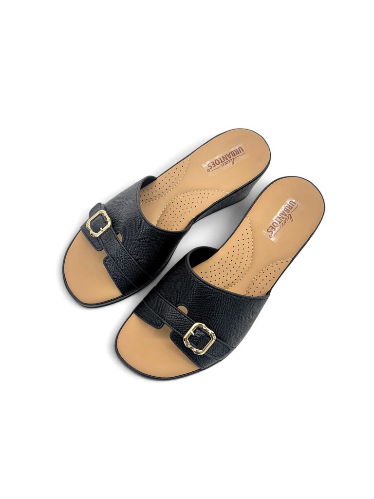 Black Wedge Sandals for Women Daily Wear | UrbanToes