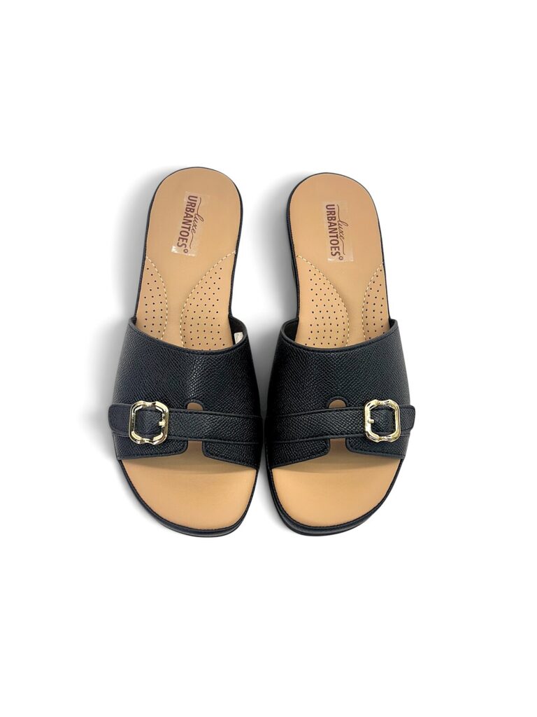 Black Wedge Sandals for Women Daily Wear | UrbanToes