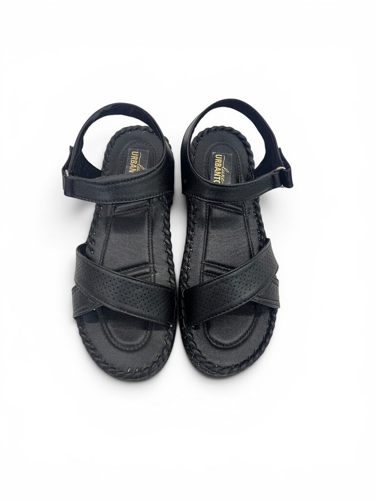 Black Comfort Sandals for Women with Adjustable Ankle Strap | UrbanToes
