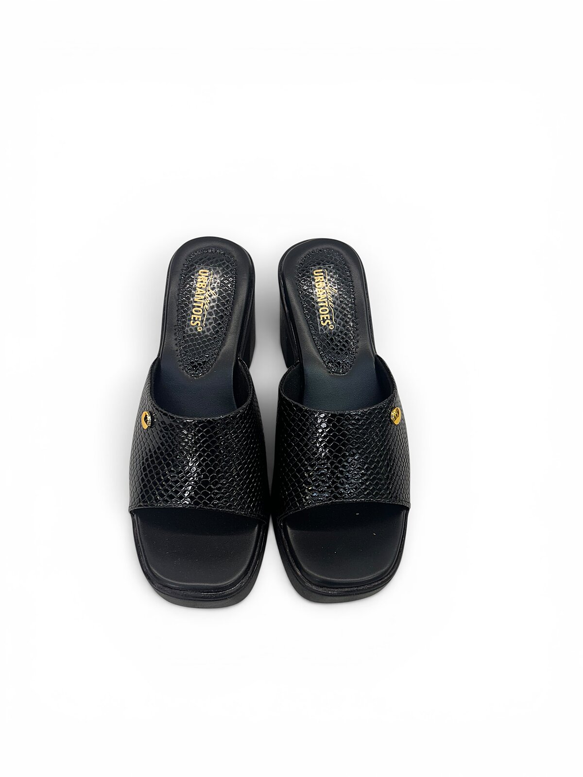 Black Platform Block Heel Mules for Women | UrbanToes - Image 3