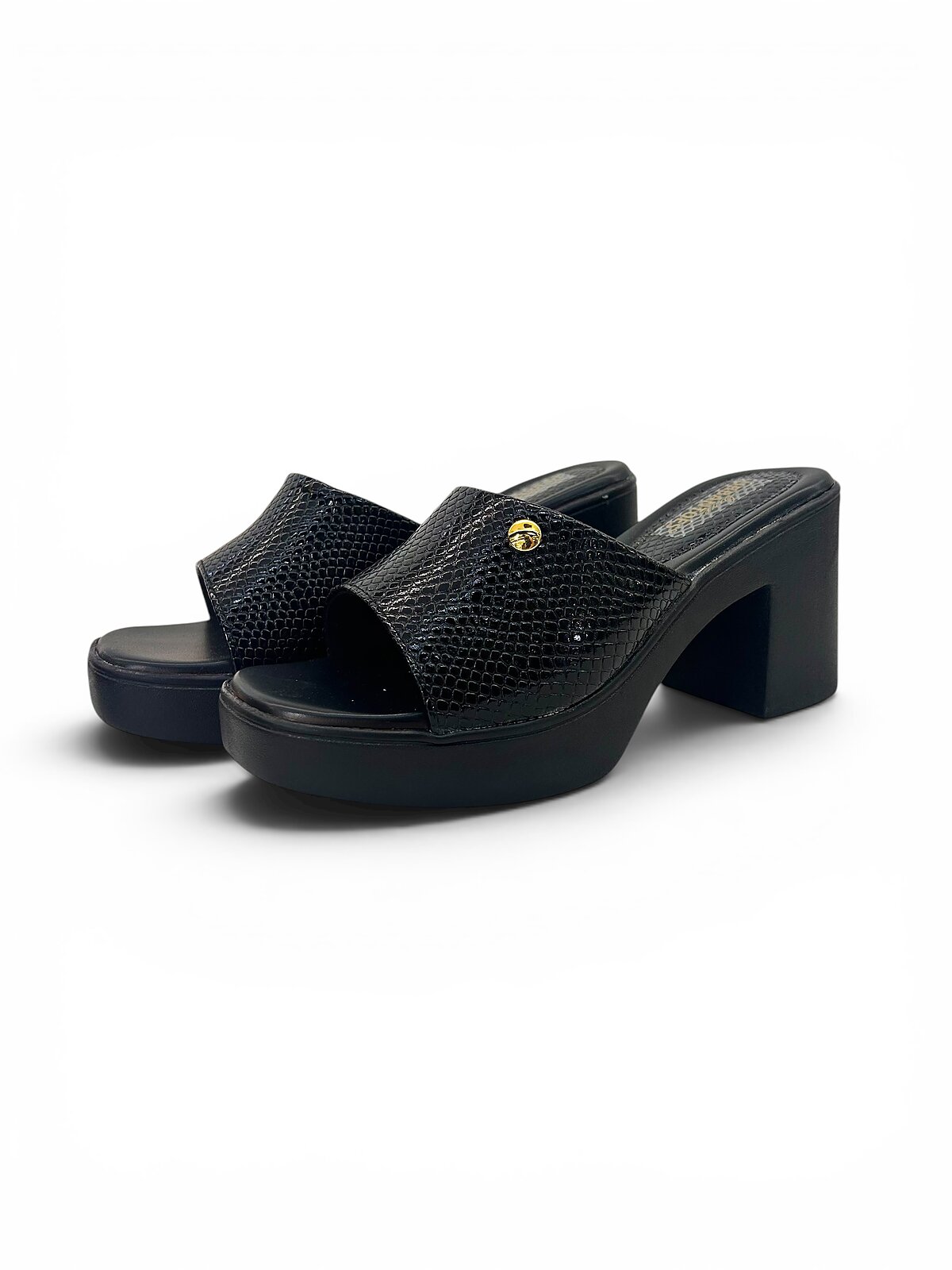 Black Platform Block Heel Mules for Women | UrbanToes - Image 4