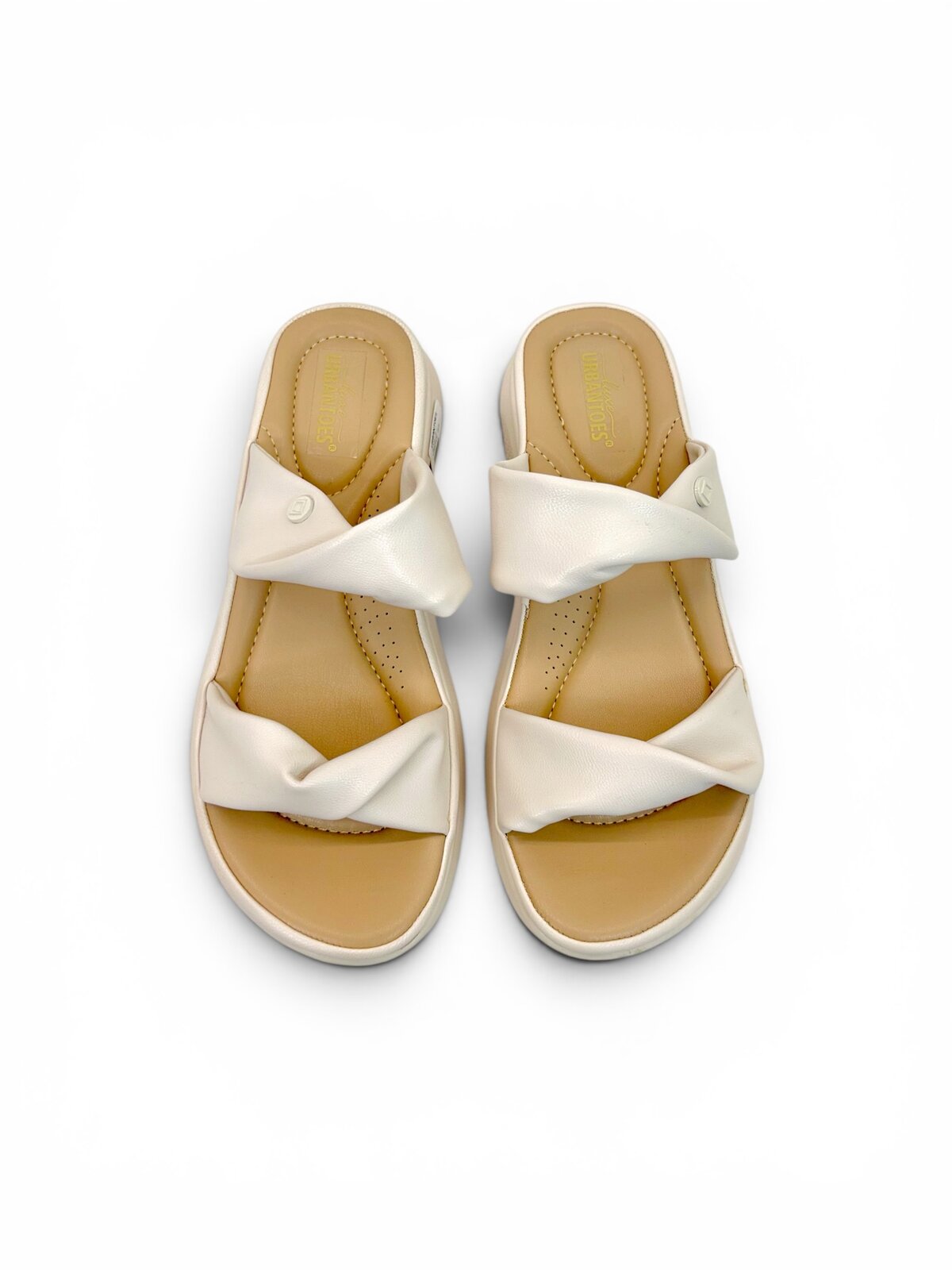 Cream Comfort Wedge Sandals for Women with Soft Twist Straps | UrbanToes - Image 4