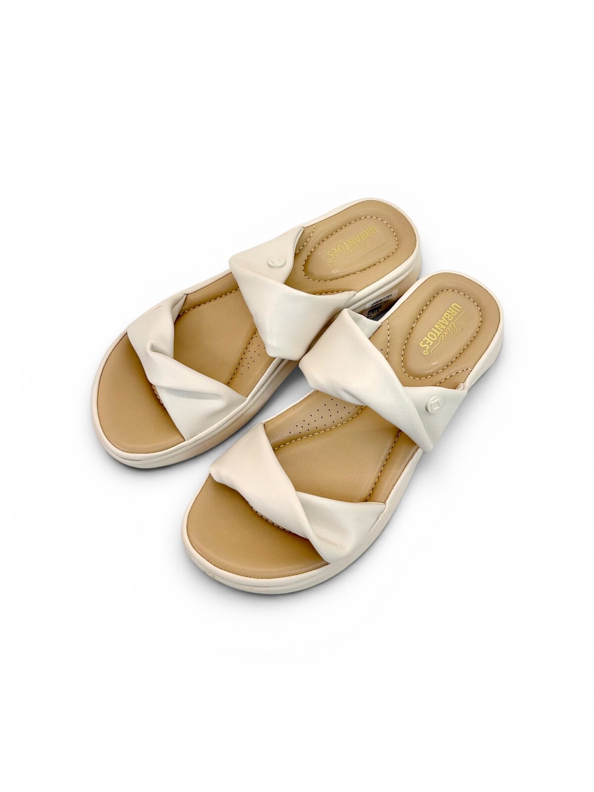 Cream Comfort Wedge Sandals for Women with Soft Twist Straps | UrbanToes - Image 2
