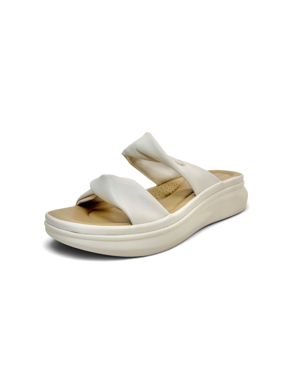 Cream Comfort Wedge Sandals for Women with Soft Twist Straps | UrbanToes - Image 3