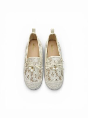 Cream Lace Espadrille Flats