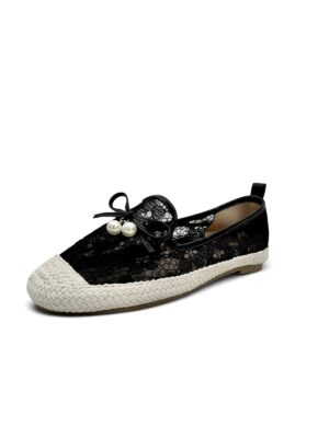 Black Lace Espadrille Flats