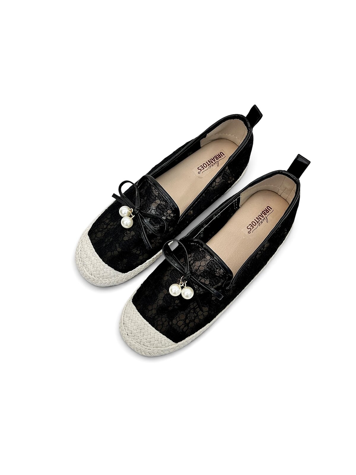 Black Lace Espadrille Flats for Women-URBANTOES - Image 5