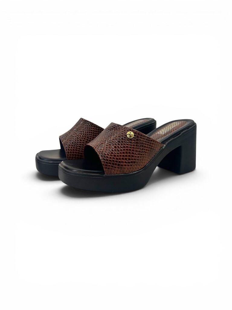 Brown Platform Block Heel Mules for Women | UrbanToes