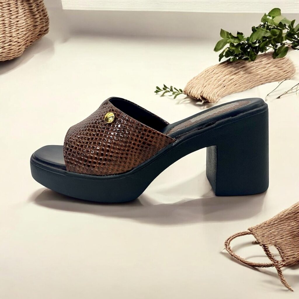 Brown Platform Block Heel Mules for Women | UrbanToes