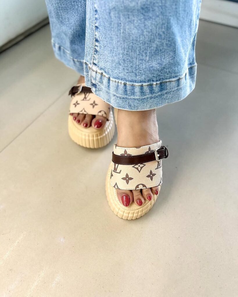 Beige Platform Slides for Women Casual Wear | UrbanToes