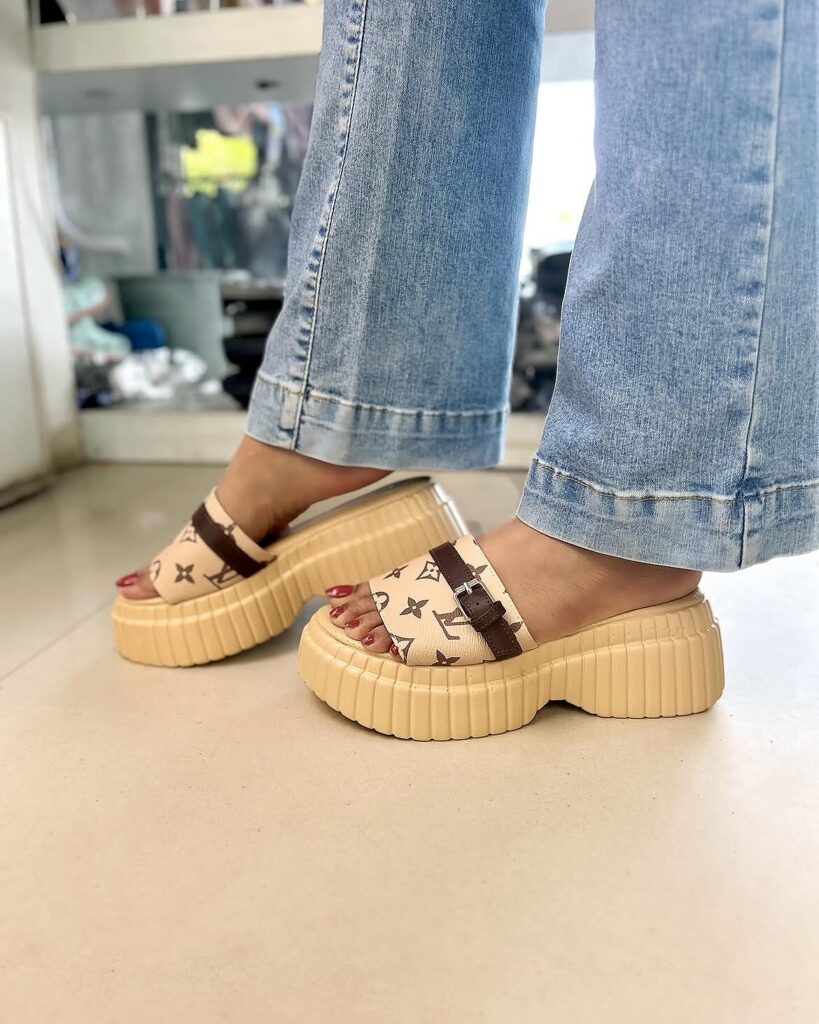 Beige Platform Slides for Women Casual Wear | UrbanToes