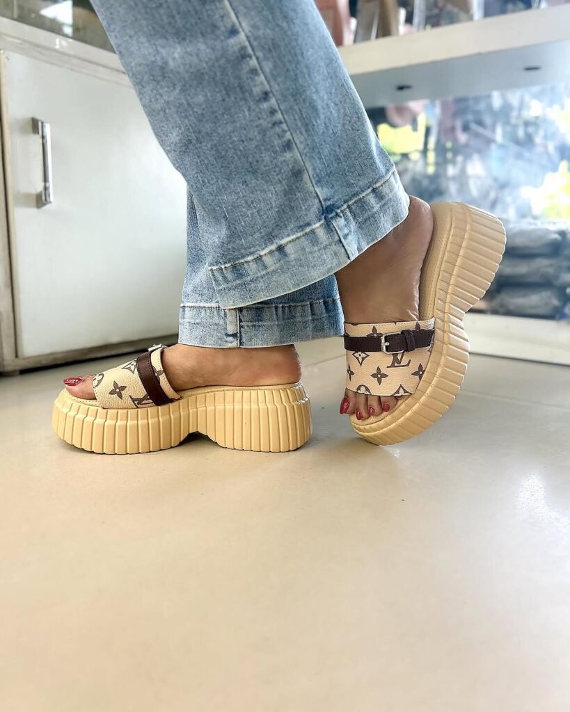Beige Platform Slides for Women Casual Wear | UrbanToes